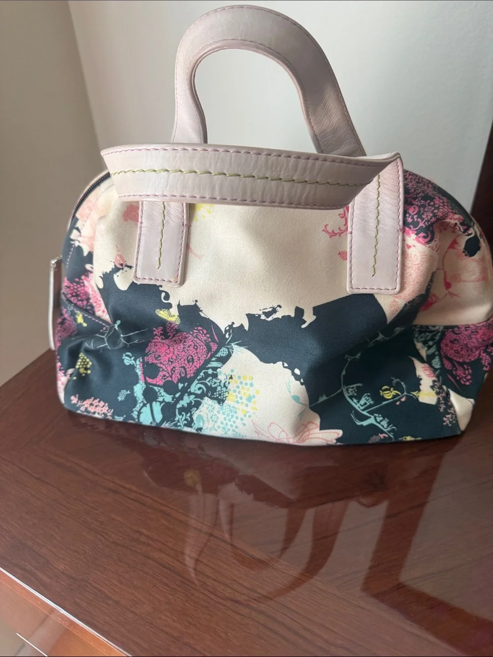 Christian Lacroix Floral Dome Cosmetic Case in Black, Cream & Pink